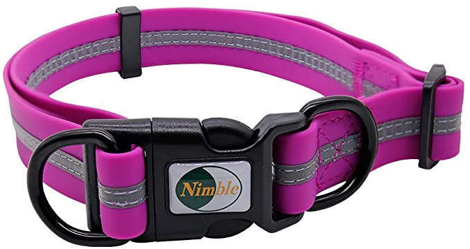 NIMBLE Dog Collar Waterproof Pet Collars Anti-Odor Durable Adjustable PVC & Polyester Soft with Reflective Cloth Stripe Basic Dog Collars S/M/L Sizes