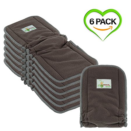 Naturally Natures Cloth Diaper Inserts 5 Layer - insert - Charcoal Bamboo Reusable Liners with Gussets (Pack of 6) (Grey) liner