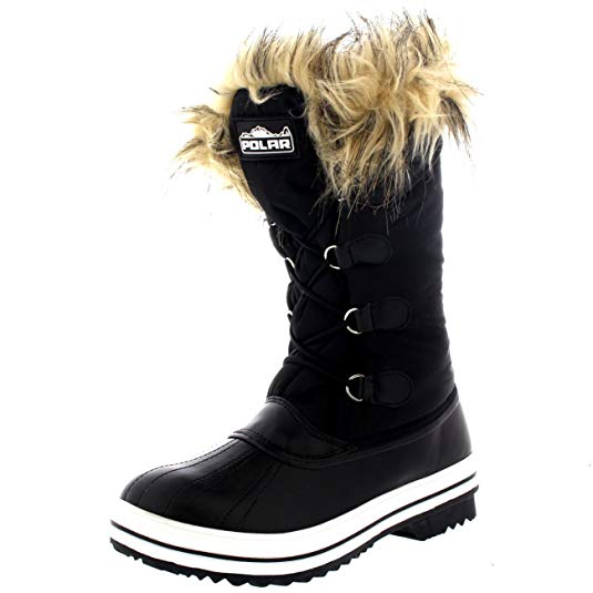 Polar Products Womens Nylon Warm Duck Rain Snow Outdoor Tall Winter Rain Boots