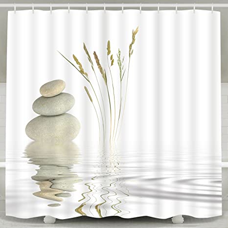 BLEUM CADE Spa Shower Curtain Rock Shower Curtain Zen Shower Curtain with Hooks