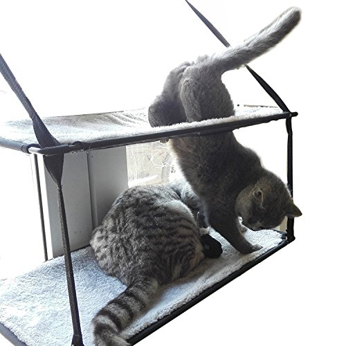 Cutpety Cat window perch Sunny Seat Window-Mounted Cat Bed (Double, Brown)