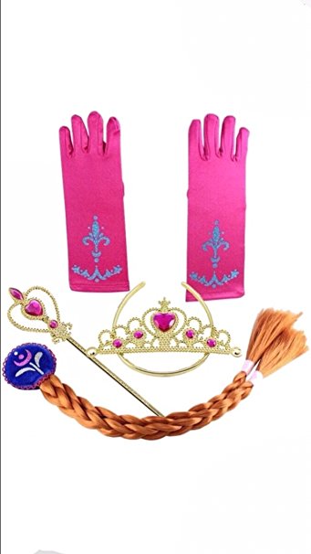 Frozen Inspired Tiara, Wand, Gloves and Braid Set
