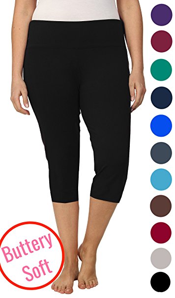 Lush Moda PLUS SIZE Extra Soft Capri Leggings - Variety of Colors