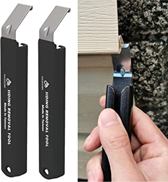 Vinyl Siding Removal Tool - 2 Pack Zip Tool for Siding Removal, Installation and Repair - Extra Long Non-Slip Grip Handle (Black) (2 Pack)