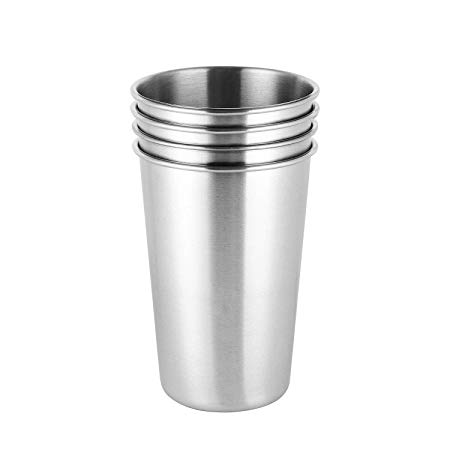 Drinking Cups - Beer Glass Stainless Steel BPA Free Lead Free Food-Grade (17.6 oz / 500 ml, 4-Pack)