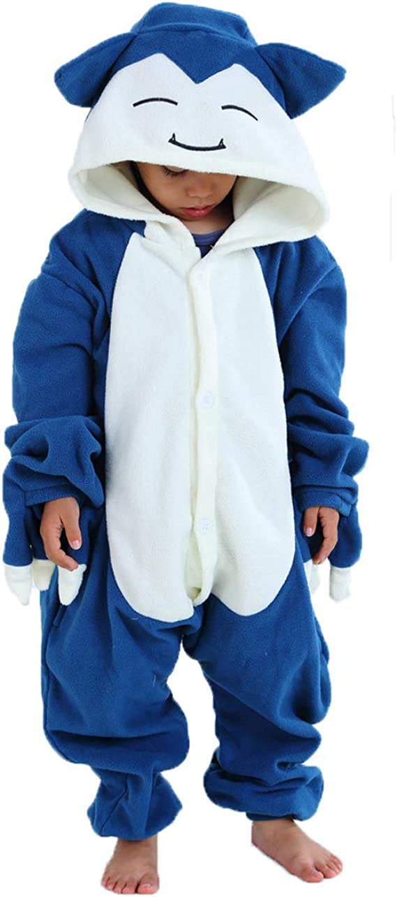 Unisex Child Pajama Plush Onesie One Piece Animal Costume Kids Fleece Pajamas (140(Height:53"-57"),A-Snorlax)