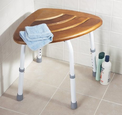 Drive Medical Teak Adjustable Height Bath Stool Shower Chair