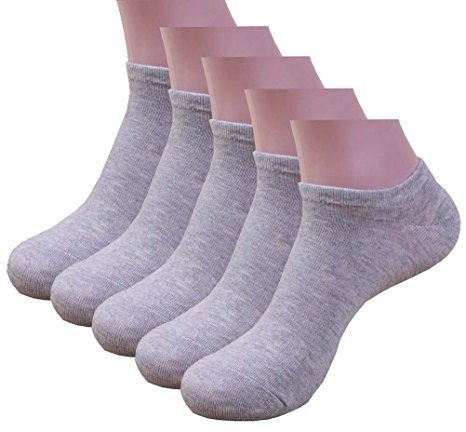 Searchself Men's Cotton Low Cut No Show Ankle Socks (Pack of 5)