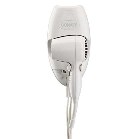 Conair 1600 Watt Wall-Mount Hair Dryer with LED Night Light, White