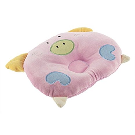 Liroyal soft Cotton piggy Pig Shaped baby newborn Infant Toddler Sleeping Support Pillow Prevent Flat Head Flathead GIFT Pink