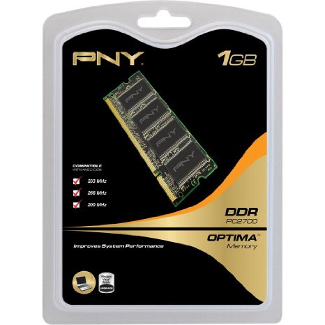 PNY OPTIMA 1GB  DDR 333 MHz PC2700  Notebook  Laptop SODIMM Memory Module MN1024SD1-333