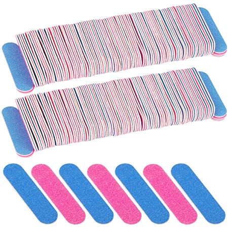 300 Pack Mini Disposable Nail Files Double Sided Emery Boards Manicure Pedicure Tools(180/240 Grit))