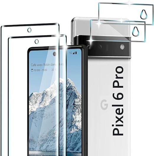 Corefyco Direct [2 2] Pack Pixel 6 Pro Screen Protector with Camera Lens Protector, 9H Tempered Glass, 3D Curved Full Coverage, HD Clear for Google Pixel 6 Pro 5G Glass Screen Protector