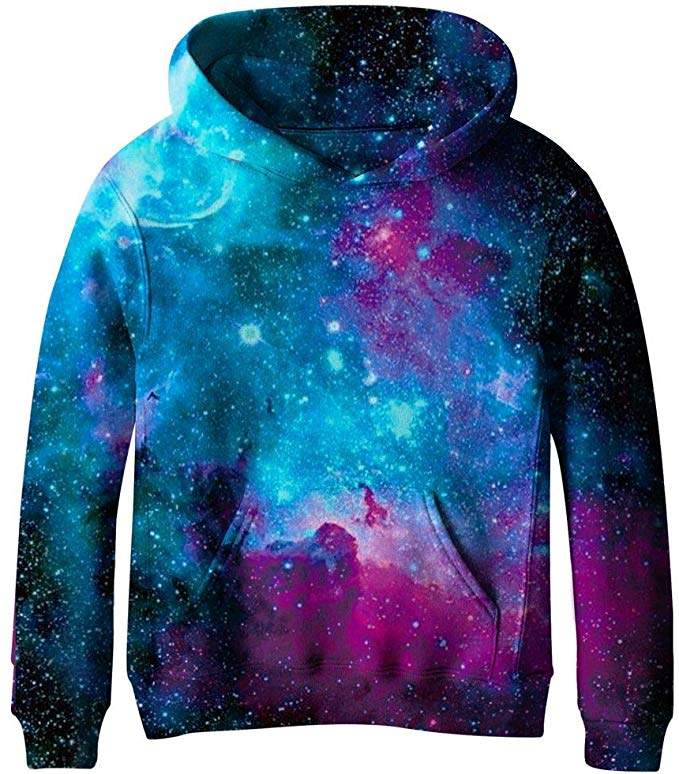 SAYM Big Girls Galaxy Fleece Pockets Sweatshirts Jacket Pullover Hoodies