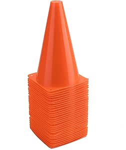 Bekith 30 Pack 9 inch Plastic Traffic Cones, Orange Soccer Traning Cones Plastic Agility Sports Cones, Indoor/Outdoor Use