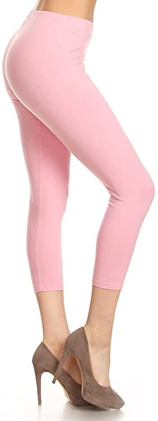 Leggings Depot Women's Premium Cotton Soft Capri Yoga Pants NCL27