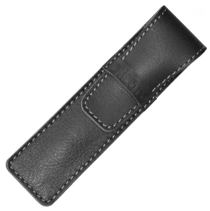 DiLoro Full Grain Top Quality Thick Buffalo Leather Single Pen Case Holder- Black
