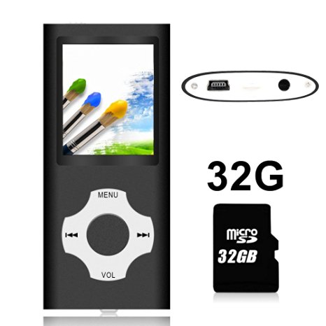 Tomameri Portable MP3 / MP4 Player with a 32 GB Micro SD Card, Video Player with Rhombic Button, Mini USB Port, E-Book Reader, Photo Viewer, Voice Recorder, Including Earphones and USB cable - Black