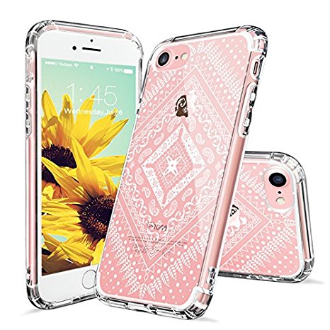 iPhone 7 Case, iPhone 7 Cover, MOSNOVO White Henna Tribal Aztec Pattern Printed Clear Design Transparent Plastic Back Phone Case with Soft TPU Bumper Gel Protective Cover for Apple iPhone 7 (4.7 Inch)