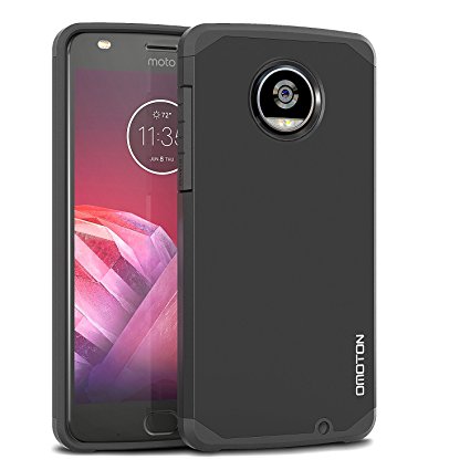 OMOTON Moto Z2 Play 2017 Case - Dual-Layer [Soft TPU Interior] [Durable PC Exterior] Case Cover For Motorola Moto Z2 Play XT1710 5.5 inch (2017), Black