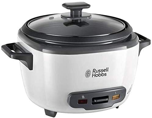 Russell Hobbs 27040 Large Rice Cooker - Up to 14 Servings with Steamer Basket, Measuring Cup and Spoon Included, Dishwasher Safe Parts, 500 W, White