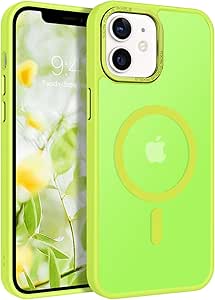 BENTOBEN Magnetic for iPhone 12 Case/iPhone 12 Pro Case [Compatible with Magsafe] Translucent Matte Slim Thin Shockproof Women Men Girl Protective Cover for iPhone 12/12 Pro 6.1", Fluorescent Green