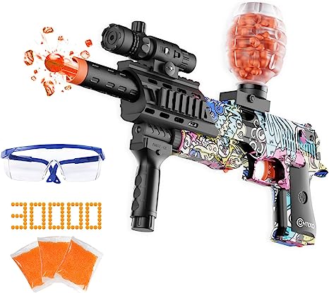 Gel Ball Blaster, Contixo GB1 Electric with Gel Ball Blaster, Splatter Ball Automatic, 50 ft  Range with 30000 Water Gel Beads, Goggles – Outdoor Backyard Activities for Boys and Girls, Aged 14