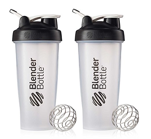 BlenderBottle Classic Loop Top Shaker Cup, 28-Ounce, Black/Clear, Pack of 2