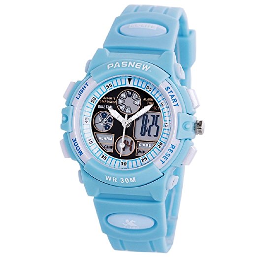 Jewtme Boys Girls Waterproof Sport Digital Watch Dual Time Display - Azure