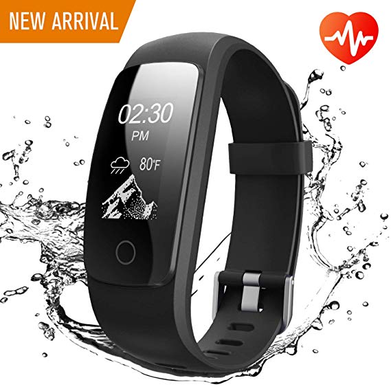 Runme Fitness Tracker, Sports Watch with Heart Rate Monitor, Activity Tracker with Step and Calorie Counter, GPS Tracker, Waterproof Smart Wristband for Android and iOS