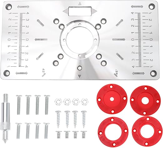 Router Table Insert Plate Compatible with Makita Routers Aluminum Alloy Trimming Machine with 4x Router Insert Rings 1x Fixing Screws
