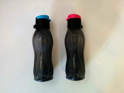 Tupperware Flip Top Bottles, 310ml, 2 Pieces, Black