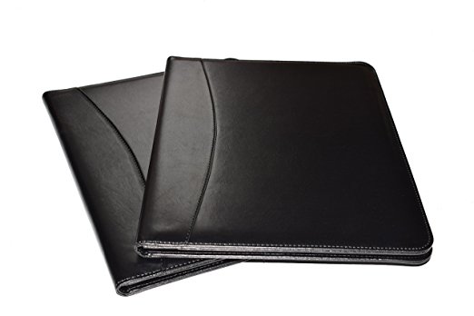 Leather Portfolio Folder, 2 Professional Leather Padfolio Folders, Great for Your Office, for College Students or for Carrying Your Resume to Job Interviews