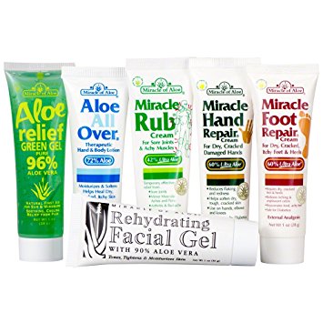 Miracle Assortment 6-Pack - Miracle Foot Repair, Miracle Hand Repair, Miracle Rub, Aloe All Over, Aloe Relief, Rehydrating Facial Gel