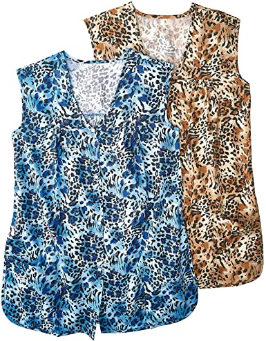 Moondance 2-Pack Cobbler Aprons - Snap-Front, Sleeveless, Easy On/Off, Convenient Patch Pockets