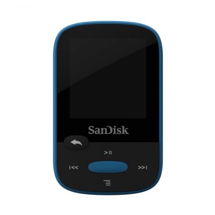 SanDisk Clip Sport 8GB MP3 Player Blue With LCD Screen and MicroSDHC Card Slot- SDMX24-008G-G46B