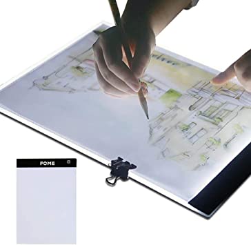 A4 Light Box, FOME Ultra-Thin A4 Tracing Light Box USB Power Adjustable Brightness LED Drawing Board Tracing Pad Artcraft Tracing Light Pad for Artists Drawing Sketching Animation Stencilling