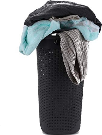 Mind Reader 60HAMP-Gry Basket, Laundry Cutout Handles, Washing Bin, Dirty Clothes Storage, Bathroom, Bedroom, Closet, Gray 60 Liter Hamper