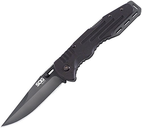 SOG Salute Folding Knife FF11-CP - Hardcased Black 3.625" Blade, G10 Handle, Stainless Steel Liners