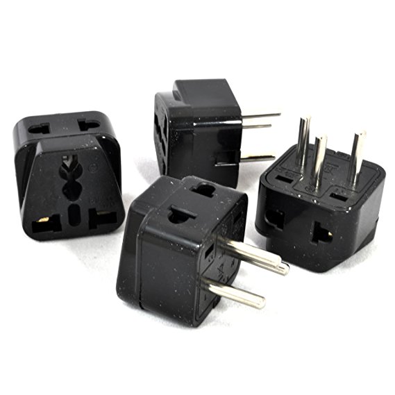 OREI 2 in 1 USA to Israel Travel Adapter Plug (Type H), 4 Pack, Black