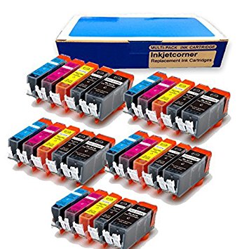 Inkjetcorner 25 Pack Compatible Ink Cartridges w/ New Chips for Pgi-250xl Bk Cli-251xl Bk C M Y Canon Pixma Ip7220 Mg5420 Mg5422 Mg5520 Mx722 Mx922 Mg5520 Mg5620 Mg6620 Mg6420