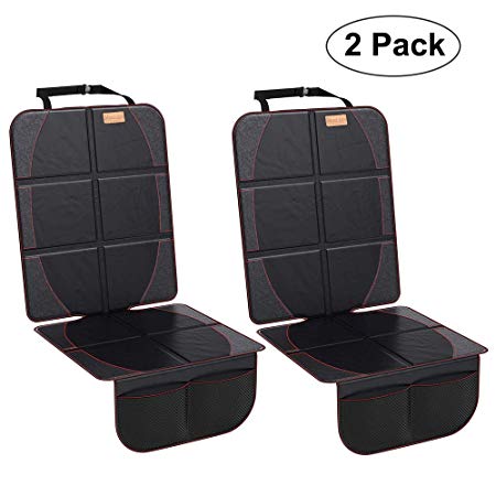 Mandzixin Car Seat Protector, Universal Size Durable Waterproof 2Pack Car Seat Covers for Baby Child Car Seats Dog Mats Under Car Seat with Padded to Protect Automotive Seat (Black)