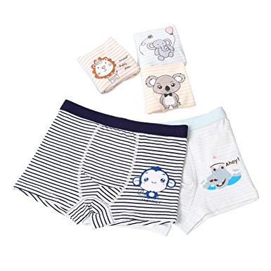 BAILUNDAISI Cute Animal Kids Boxer Briefs,Cotton Breathable Underwear 5 -Pack