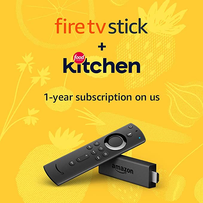 Fire TV Stick with Alexa Voice Remote plus 1 year subscription to Food Network Kitchen at no additional cost (with auto-renewal)