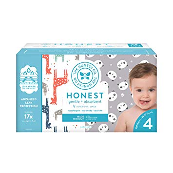 The Honest Company Super Club Box Diapers with TrueAbsorb Technology, Pandas & Safari, Size 4, 120 Count