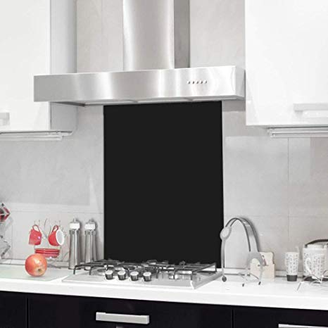 Nidda Black Toughened Glass Splashback - Buy Designer Kitchen Splashback UK (60X65)
