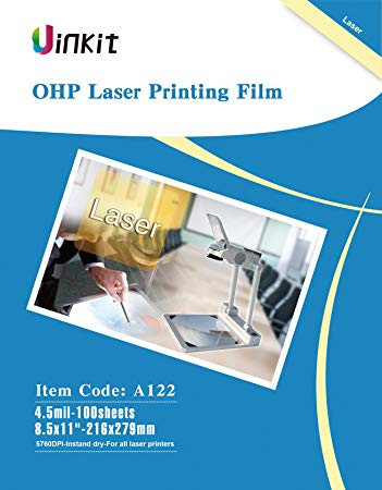 OHP Film Overhead Projector Film - 8.5x11" for Laser Jet Printer and Copier Transparency Film 100 Sheets Uinkit