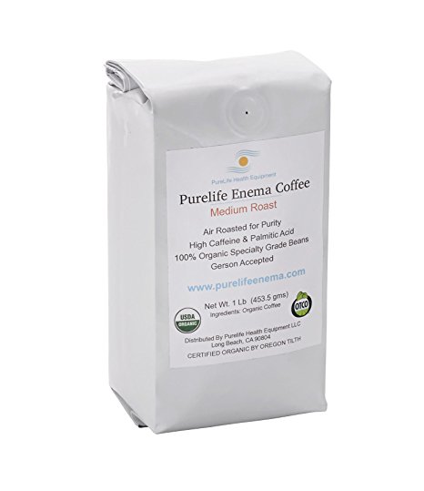 Purelife Mold-Free Coffee for Enemas /Gerson Recommended/ Medium Grind/100% Organic/ Air Roasted for Purity