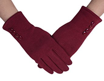 Knolee Women's Button Touch Screen Glove Lined Thick Warmer Winter Gloves