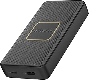 OtterBox Fast Charge Power Bank with Qi 10W Wireless Charging, 15,000 mAh Portable Charger with USB-A 18W and USB-C 18W Output, LED Indicator, Slim, Durable Design with Drop Protection, Black